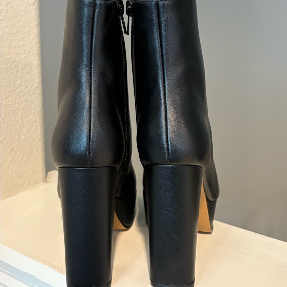 LISA VICKY BAM Black tall Mod Chunky Platform Block Square Toe Booties Size 5.5M - Picture 7 of 10